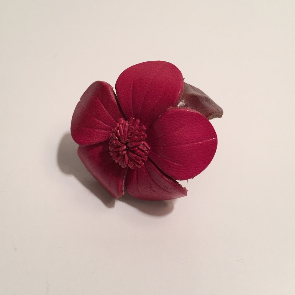Leather Flower Ring